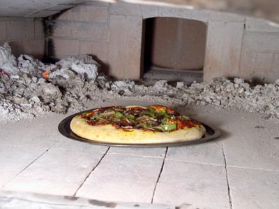 pizza in the oven